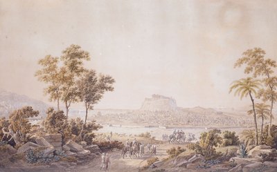 Figuras acercándose a la ciudad de Atenas, Grecia, c.1800 de Unbekannt