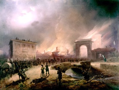 Incendio y toma de Roma por los italianos el 20 de septiembre de Unbekannter Künstler