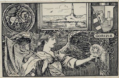 Primera Guerra Mundial (1914-1918): Postal patriótica italiana para la adhesión de Gorizia a Italia de Unbekannter Künstler