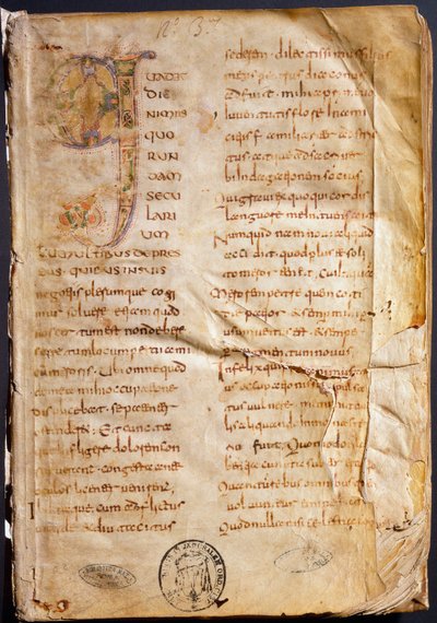Primera página de los "Diálogos" de Grégoire I el Grande (manuscrito) de Unbekannter Künstler