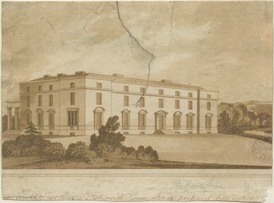Fisherwick Hall: grabado en aguatinta, s.f. [?siglo XIX] de Unbekannt