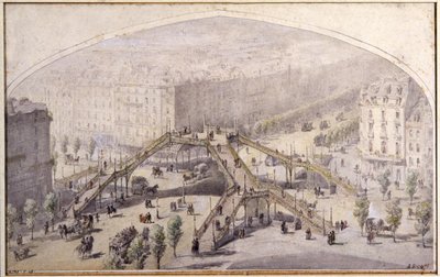 Pasarela en París, c.1880 (dibujo) de Unbekannter Künstler