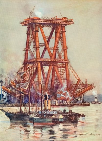 Forth Bridge, Escocia, en construcción. c.1880-1890 de Alec Hunter