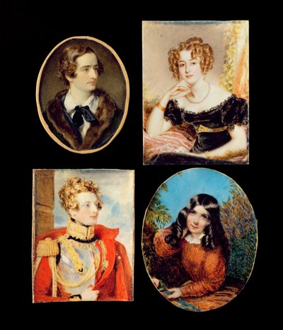 Cuatro miniaturas de retratos de Unbekannt