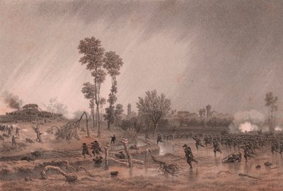 Cuarta División Piamontesa del General Cialdini durante el ataque de la Batalla de Palestro, Lombardía de William M. Timlin