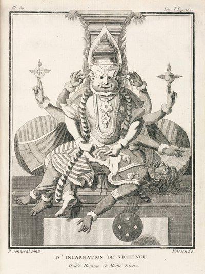 Cuarta encarnación de Vishnu, mitad hombre y mitad león de Unbekannt