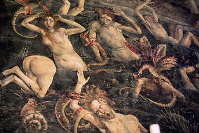 Francia, Tarn, Albi, Catedral Sainte-Cecile, fresco del Juicio Final, - (1474-finales del siglo XV), el descenso al inframundo (detalle) de Unbekannt