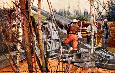 Artillería francesa en Verdún, durante la Primera Guerra Mundial de Unbekannter Künstler