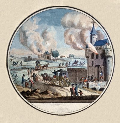 Revolución Francesa, Muchedumbre rodeando un castillo, c.1792-1793 (medallón) de Unbekannter Künstler