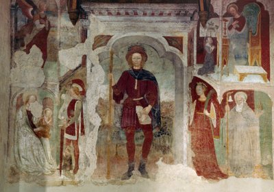 Fresco que representa a Juana de Arco, Santuario de Nuestra Señora del Amor Divino de Fontana, Casalmaggiore, Lombardía, Italia de Benjamin Baud