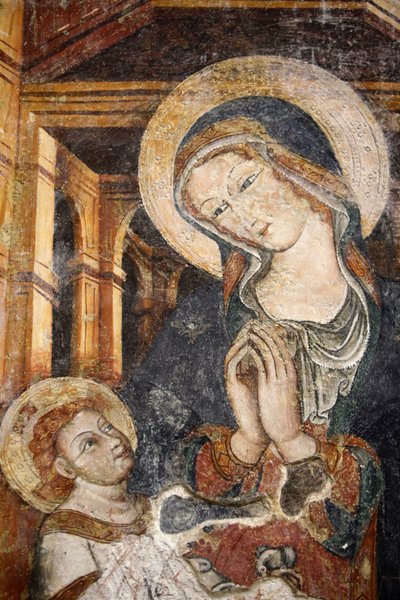 Fresco en el duomo de Otranto: Virgen y niño del siglo XIII, Otranto, Italia de Unbekannt