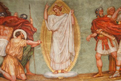 Fresco en la iglesia de San Pablo: La conversión de San Pablo, Lyon, Francia de Unbekannt