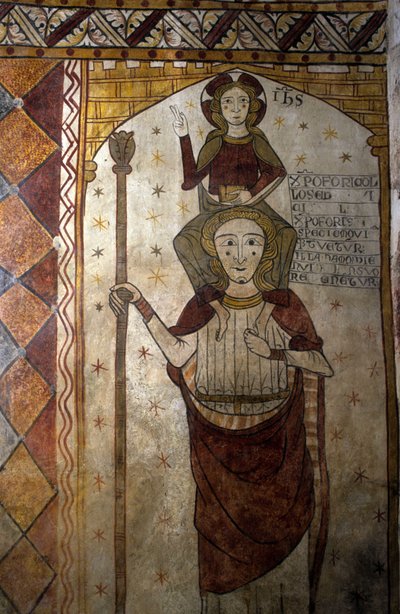 Fresco de la Torre Ferrande en Pernes-les-Fontaines (Pernes les Fontaines, Vaucluse (84) del siglo XIII: San Cristóbal llevando a Cristo de Unbekannt