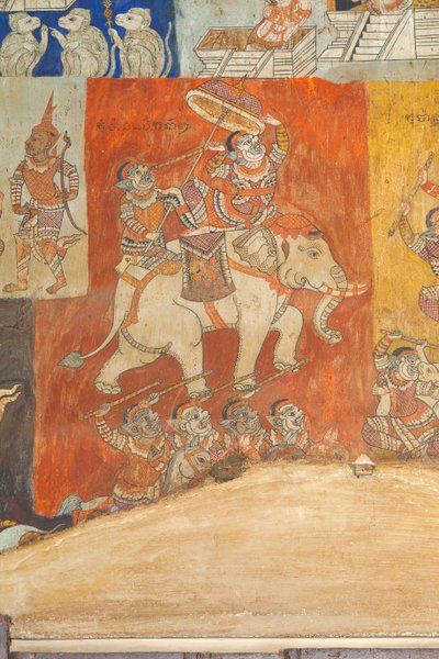 Frescos que adornan las paredes de Wat Bo con escenas del Reamker, Siem Reap, Camboya (foto) de Unbekannter Künstler