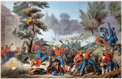 GARIBALDINI AL SESSA COMBAT 1860 (impresión) de Unbekannter Künstler