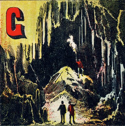 G: Cueva. Especie de caverna natural - Grabado extraído de Alfabeto geográfico. Guerin-Muller et Cie, editores, París de Unbekannt