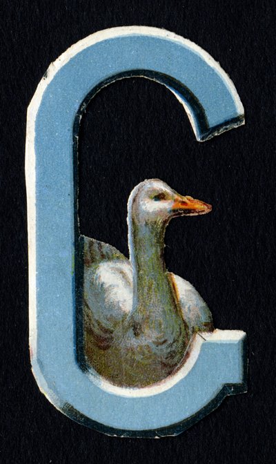 G de Ganso. Escarabajo decoupis sobre el tema de los animales. Grabado. Serie de 26 cromolitografías de gofre de origen inglés. Editor e ilustrador desconocidos. Finales del siglo XIX. de Unbekannt