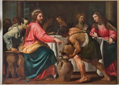 Génova, Duomo (Catedral de San Lorenzo), interior, Baptisterio (antes Iglesia de San Juan el Viejo): "Bodas de Caná", de Domenico Fiasella de Unbekannter Künstler