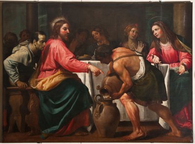Génova, Duomo (Catedral de San Lorenzo), interior, Baptisterio (antes Iglesia de San Juan el Viejo): "Bodas de Caná", de Domenico Fiasella de Unbekannter Künstler