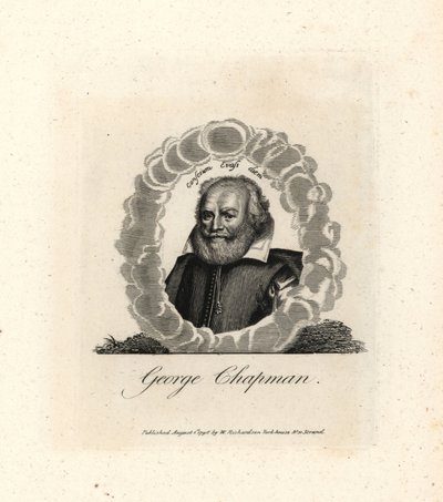 George Chapman, dramaturgo, traductor y poeta inglés, fallecido en 1634. Grabado al cobre de William Richard