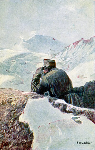Observador alemán en la nieve, durante la Primera Guerra Mundial de Unbekannter Künstler