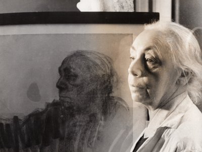 El pintor, artista gráfico y escultor alemán Kaethe Kollwitz, Alemania, hacia 1940 (foto en blanco y negro) de Unbekannter Künstler