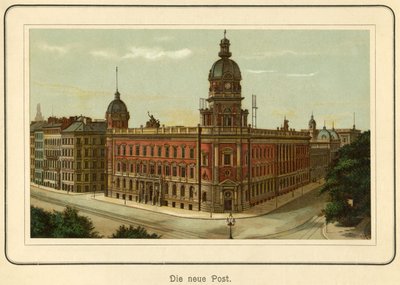 Alemania, Hamburgo, el nuevo edificio para la oficina de correos, ilustración de : "Ansichten-Album Hamburg" (vistas de Hamburgo) , publicado por C. Schneider , Berlin NW, c.1890 (litografía) de Unbekannter Künstler