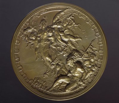 Medalla de bronce dorado para conmemorar el 400 aniversario del descubrimiento de América (1492-1892) de Benjamin Baud