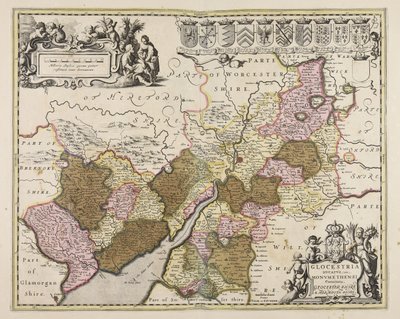 Glocestria ducatus cum Monumethensi comitatu  Comarca de Glocester amp; Comarca de Monmouth de Unbekannter Künstler