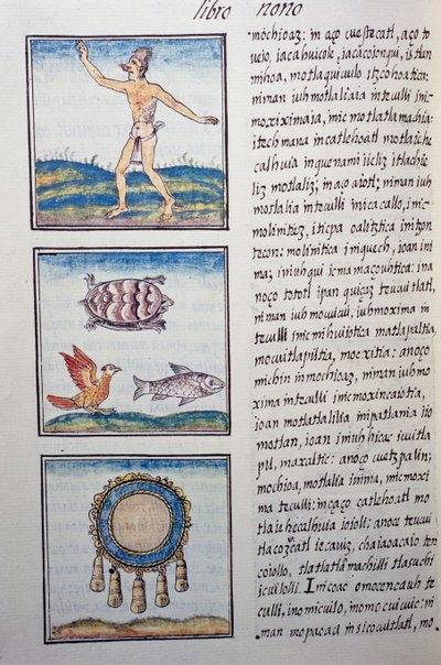 Orfebre, página del Códice Florentino, versión bilingüe en español y náhuatl, Historia General de las Cosas de Nueva España, por el misionero español Fray Bernardino de Sahagún (1499-1590). Civilización azteca de William M. Timlin