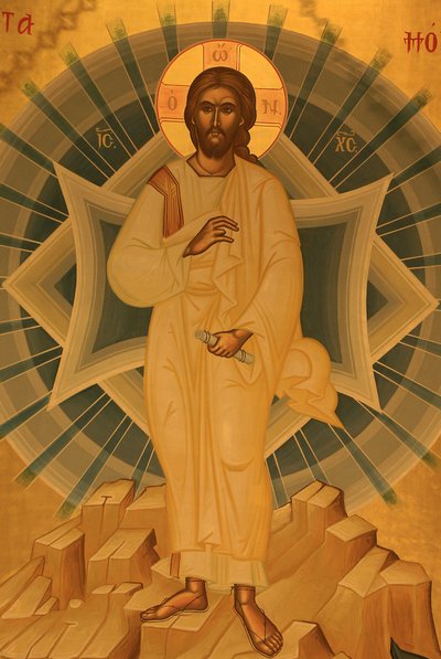 Icono ortodoxo griego que representa la Transfiguración de Jesús, Tesalónica, Grecia de Unbekannt