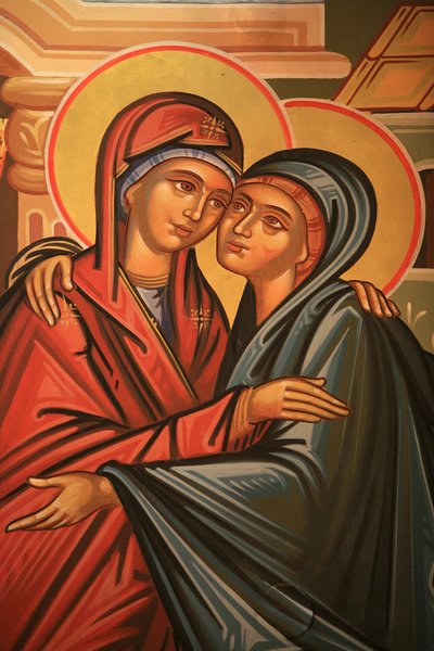 Ícono ortodoxo griego que representa la Visitación, Tesalónica, Grecia de Unbekannt
