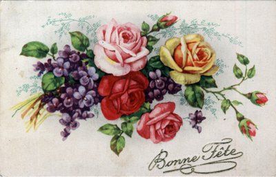 Tarjeta de felicitación para el Día de la Madre: Postal fechada en 1945 de Unbekannt