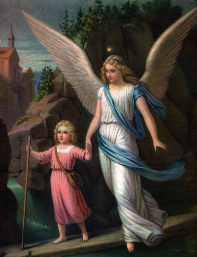 Ángel de la Guarda. (Litografía, hacia 1920) de Unbekannter Künstler