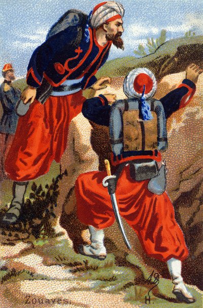 H: Zuavos. Grabado en "Alfabeto Militar". Iniciales del ilustrador: A. D. Editor desconocido. Cromolitografías finales del siglo XIX. Dim: 10,5x7cm de Unbekannt