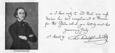 Escritura y firma de Mendelssohn de Unbekannt