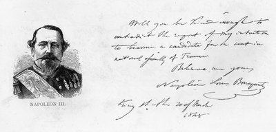 Escritura y firma de Napoleón III de Unbekannt