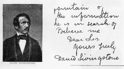 Escritura y firma de David Livingstone de Unbekannt