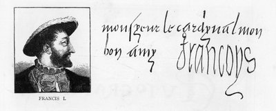 Caligrafía y firma de Francisco I de una carta a 