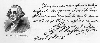Caligrafía y firma de George Washington de una carta sobre los planes de Washington para el ejército en invierno, escrita en Fredericksburg a Gouverneur Morris, 27 de noviembre de Unbekannt