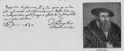 Escritura y firma de Johannes Kepler (1571-1630) de Unbekannt