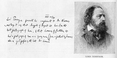 Escritura y firma de Lord Tennyson de Unbekannt