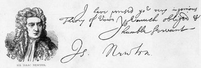 Escritura y firma de Sir Isaac Newton de una carta a William Briggs, M.D., escrita desde Trinity College, Cambridge, 20 de junio de Unbekannt