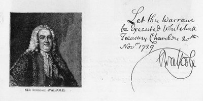 Caligrafía y firma de Sir Robert Walpole de Unbekannt