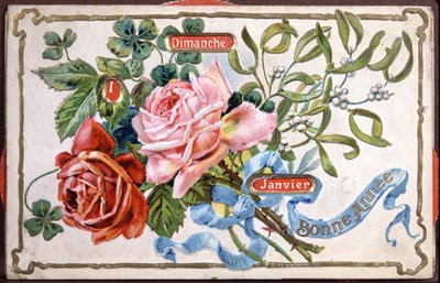 Flores de Feliz Año, principios del siglo XX (tarjeta postal) de Unbekannter Künstler