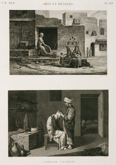 Ferretería y cuchillería, afilador de cuchillos y barbero, Egipto, c. 1798 de Unbekannt