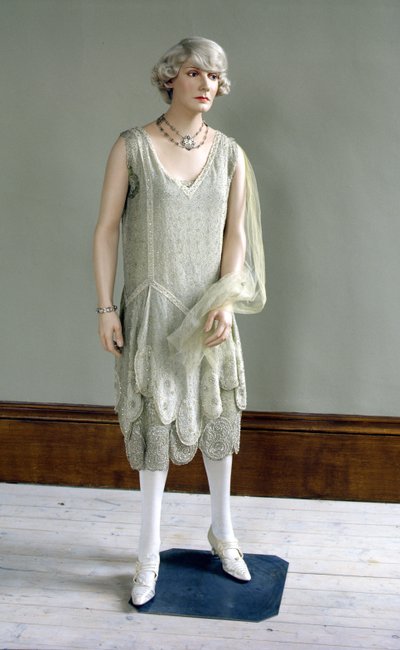 Vestido de noche con cuentas de seda georgette de Unbekannt