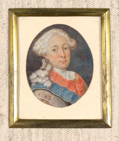 Caballero con peluca blanca y fajín azul y rojo de Unbekannter Künstler