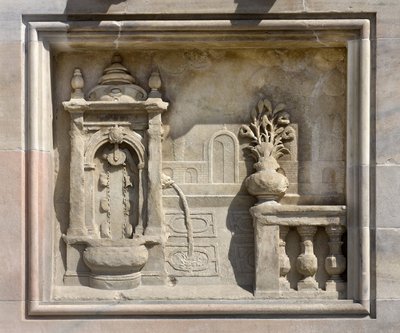 Alto relieve que representa un pozo cubierto por Francesco Bono (1654). Catedral (dome o duomo) de Milán, Italia de Unbekannt