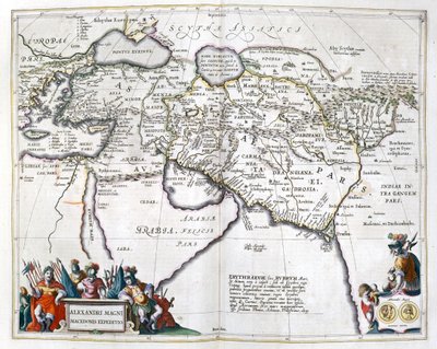 Historia. Antigua Grecia. Los viajes de Alejandro Magno. Grabado en : Le theatre du monde, atlas de G, Blaeu, Amsterdam de Unbekannter Künstler